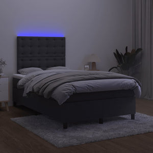 Κρεβάτι Boxspring με Στρώμα & LED Μαύρο 120x200 εκ. Βελούδινο