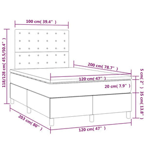 Κρεβάτι Boxspring με Στρώμα & LED Σκ. Πράσινο 120x200εκ Βελούδο