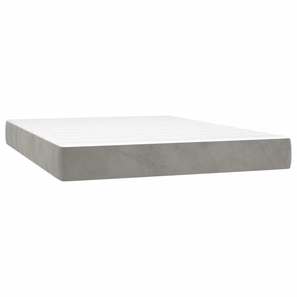 Κρεβάτι Boxspring με Στρώμα&LED Αν. Γκρι 140x190 εκ. Βελούδινο - Pakobazaar