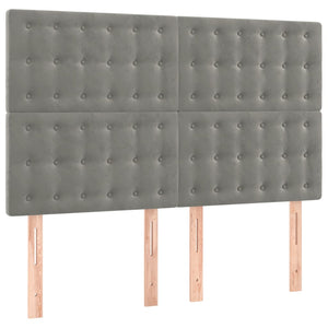 Κρεβάτι Boxspring με Στρώμα&LED Αν. Γκρι 140x190 εκ. Βελούδινο - Pakobazaar