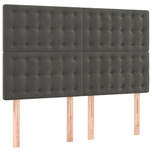 Κρεβάτι Boxspring με Στρώμα & LED Σκ. Γκρι 140x190εκ. Βελούδινο