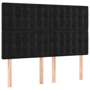 Κρεβάτι Boxspring με Στρώμα & LED Μαύρο 140x190 εκ. Βελούδινο