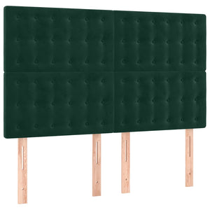 Κρεβάτι Boxspring με Στρώμα & LED Σκ. Πράσινο 140x190εκ Βελούδο