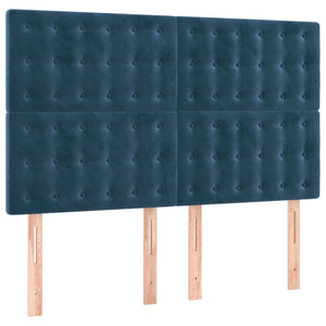 Κρεβάτι Boxspring με Στρώμα & LED Σκ. Μπλε 140x190εκ. Βελούδινο - Pakobazaar