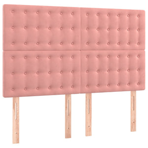 Κρεβάτι Boxspring με Στρώμα & LED Ροζ 140x190 εκ. Βελούδινο