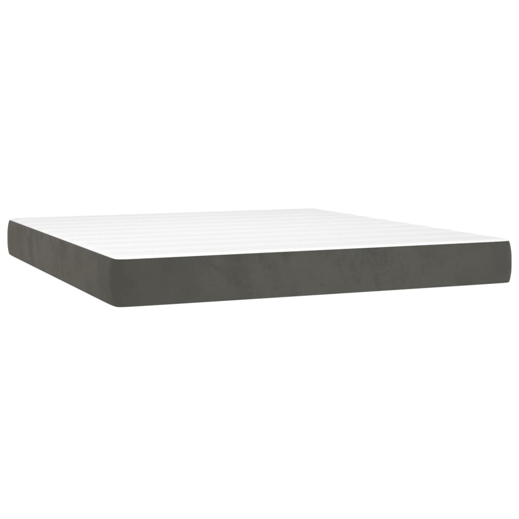 Κρεβάτι Boxspring με Στρώμα & LED Σκ. Γκρι 160x200εκ. Βελούδινο