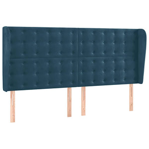 Κρεβάτι Boxspring με Στρώμα & LED Σκ. Μπλε 160x200εκ. Βελούδινο