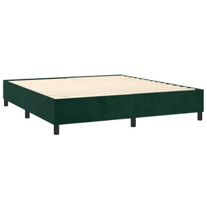 Κρεβάτι Boxspring με Στρώμα & LED Σκ. Πράσινο 180x200εκ Βελούδο