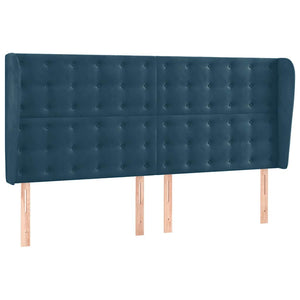 Κρεβάτι Boxspring με Στρώμα & LED Σκ. Μπλε 180x200εκ. Βελούδινο