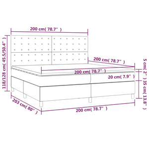 Κρεβάτι Boxspring με Στρώμα & LED Σκ. Γκρι 200x200εκ. Βελούδινο - Pakobazaar