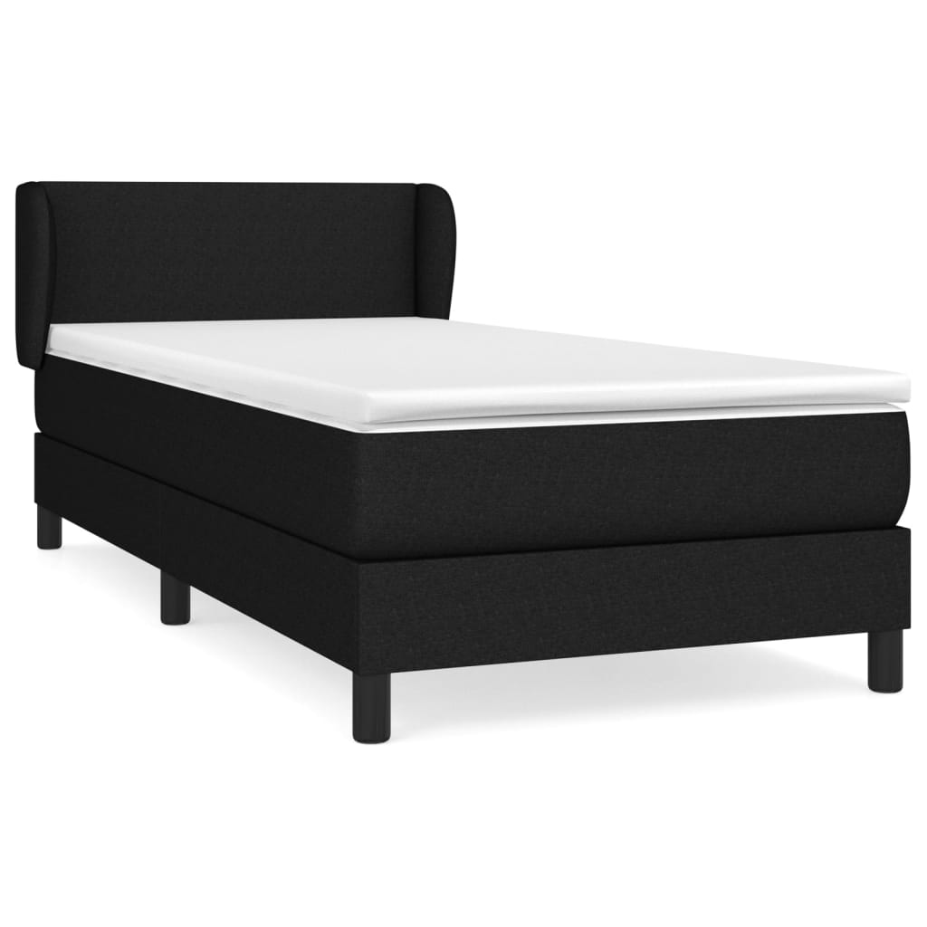 Κρεβάτι Boxspring με Στρώμα Μαύρο 90x190 εκ.Υφασμάτινο