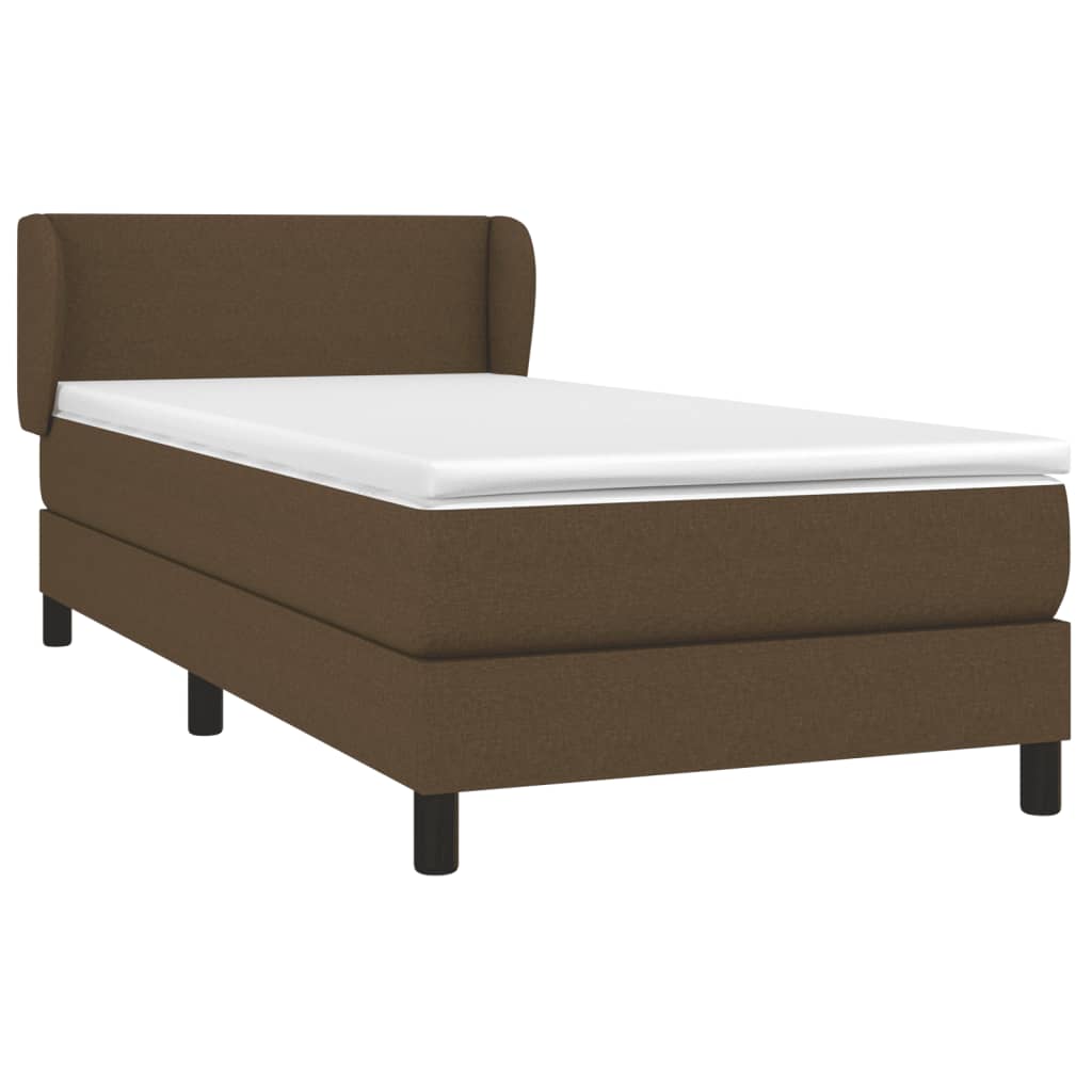 Κρεβάτι Boxspring με Στρώμα Σκούρο Καφέ 90x200 εκ. Υφασμάτινο