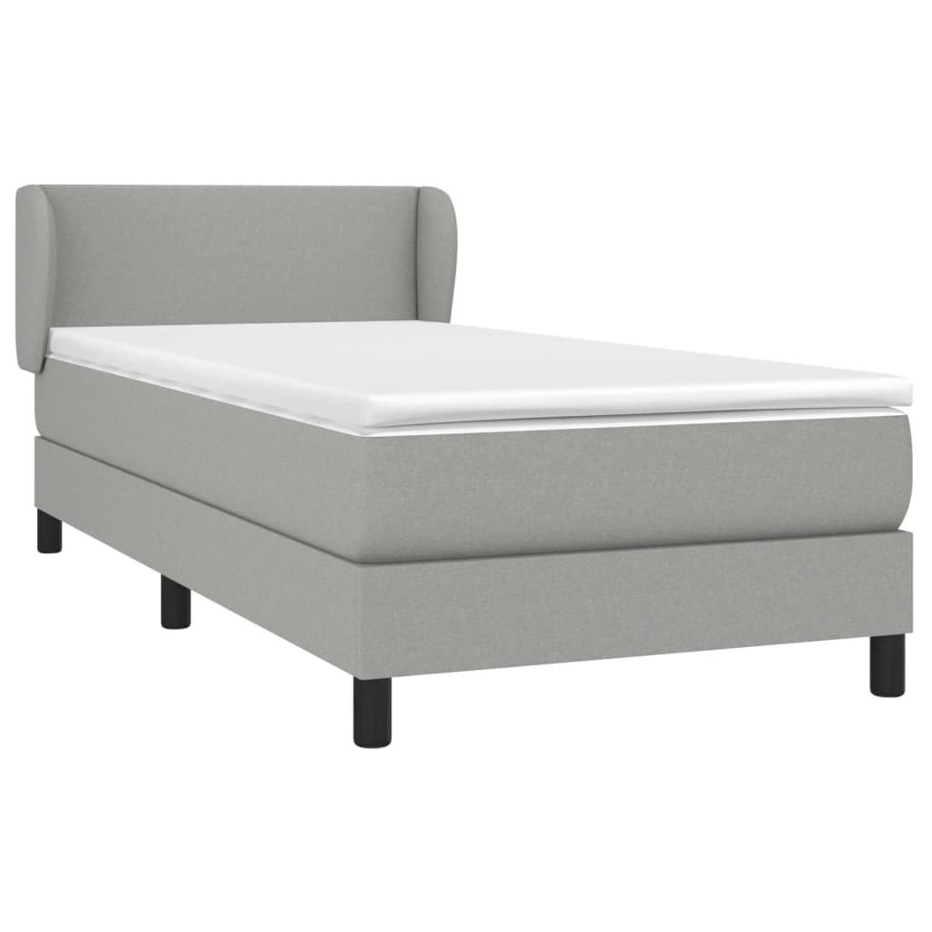 Κρεβάτι Boxspring με Στρώμα Ανοιχτό Γκρι 100x200 εκ. Υφασμάτινο