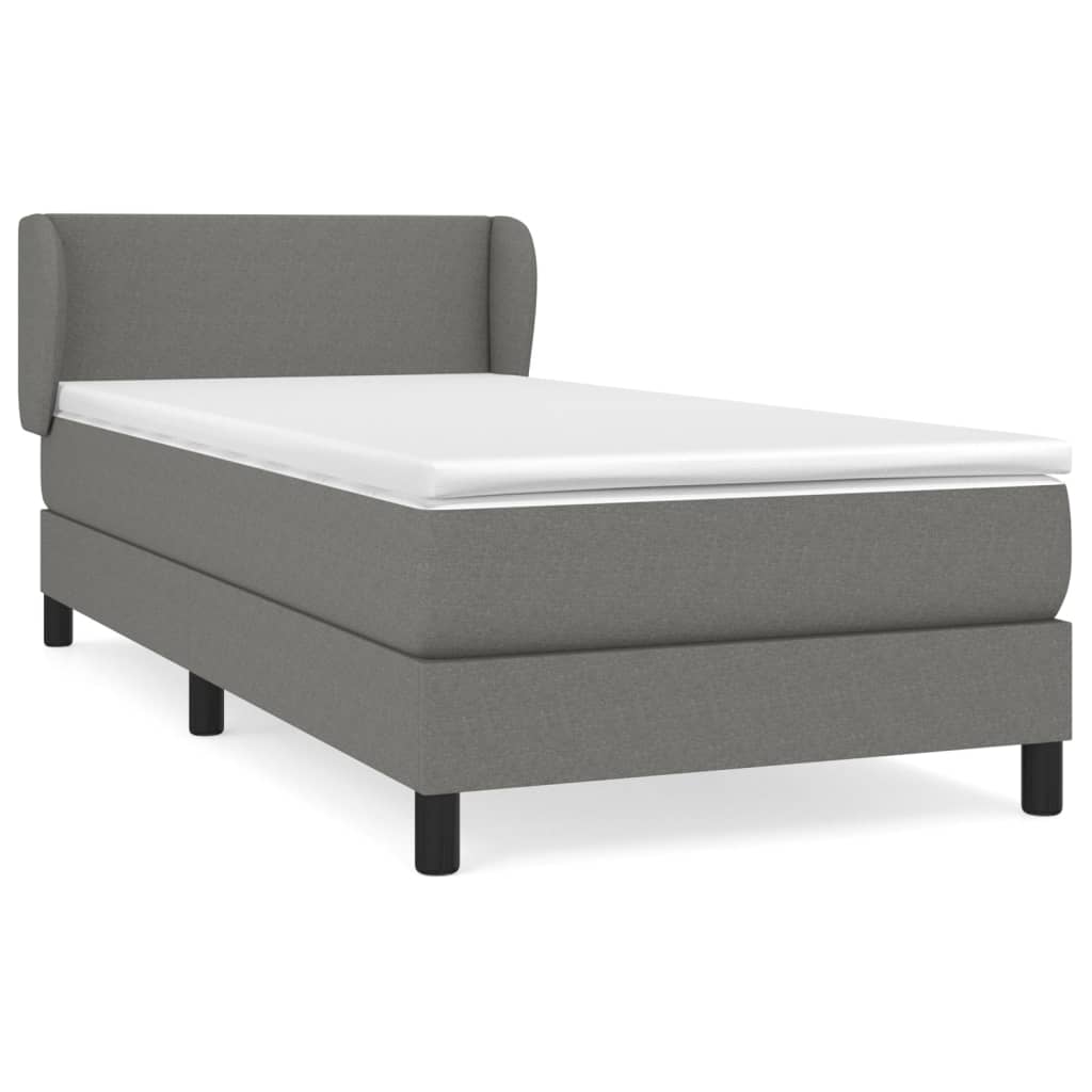 Κρεβάτι Boxspring με Στρώμα Σκούρο Γκρι 100x200 εκ. Υφασμάτινο - Pakobazaar