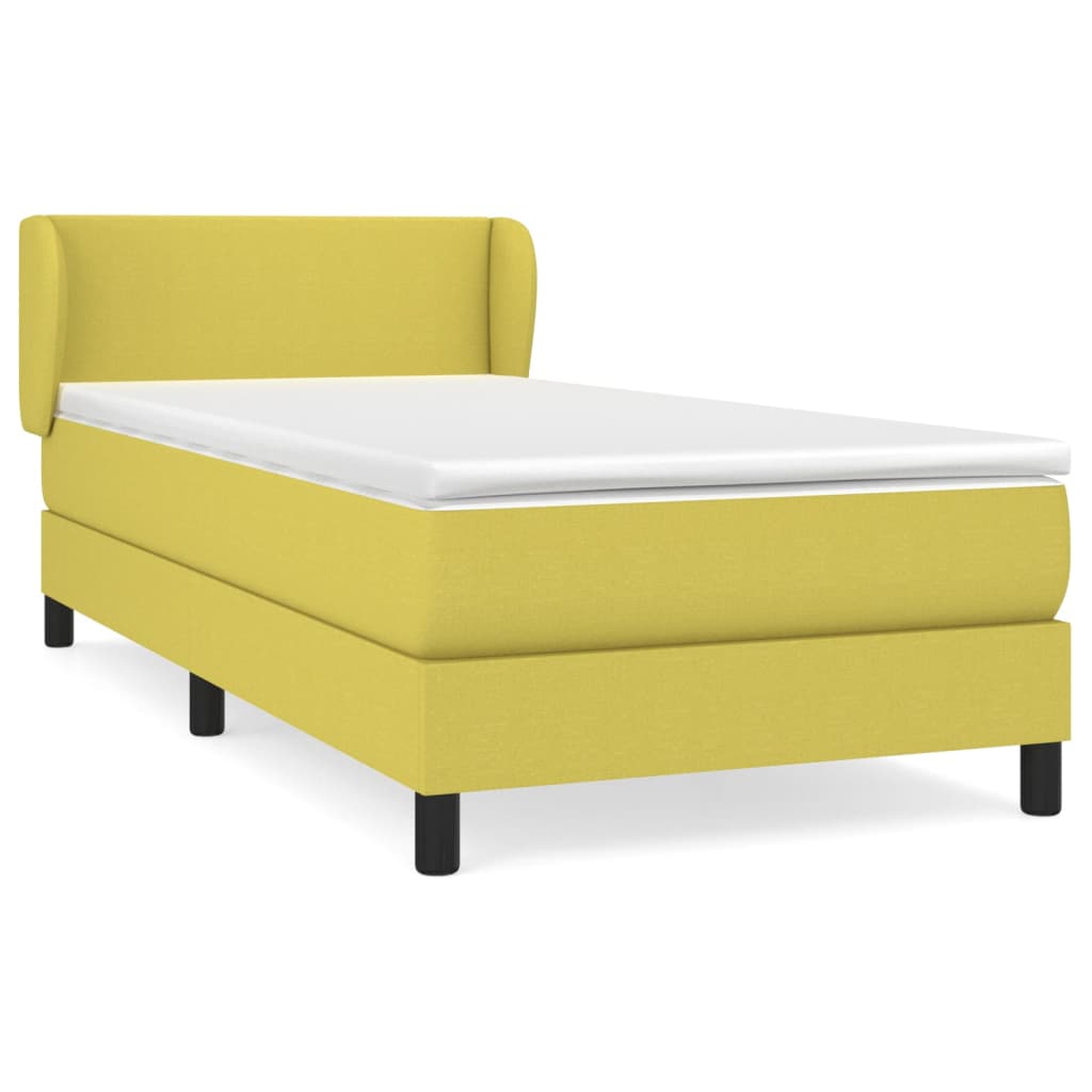 Κρεβάτι Boxspring με Στρώμα Πράσινο 100 x 200 εκ. Υφασμάτινο