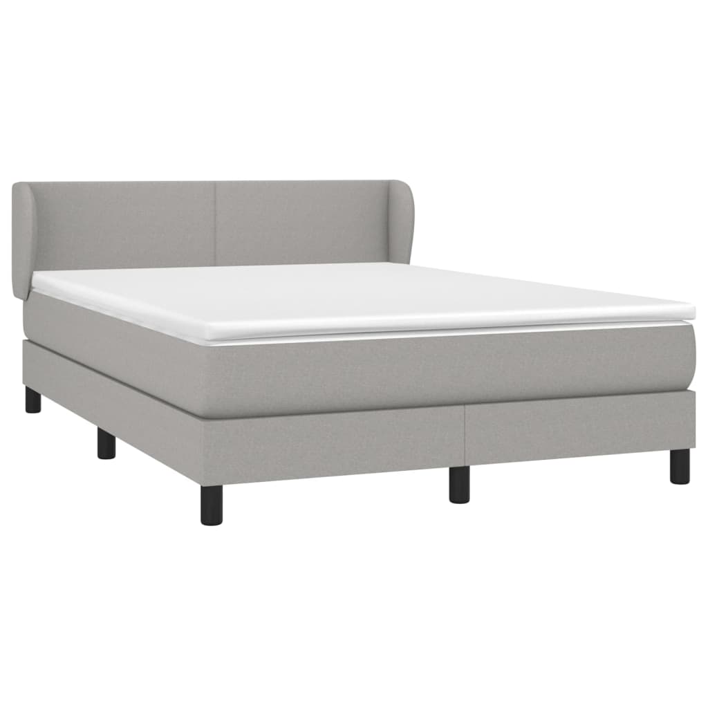 Κρεβάτι Boxspring με Στρώμα Ανοιχτό Γκρι 140x190 εκ. Υφασμάτινο