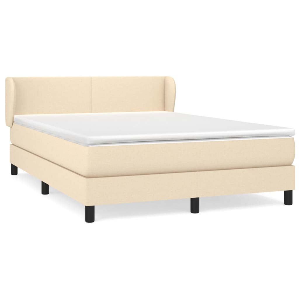 Κρεβάτι Boxspring με Στρώμα Κρεμ 140x190 εκ. Υφασμάτινο - Pakobazaar