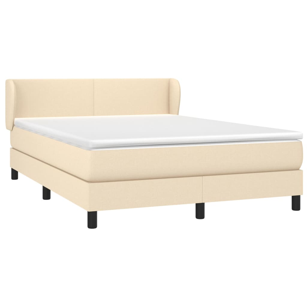 Κρεβάτι Boxspring με Στρώμα Κρεμ 140x190 εκ. Υφασμάτινο - Pakobazaar