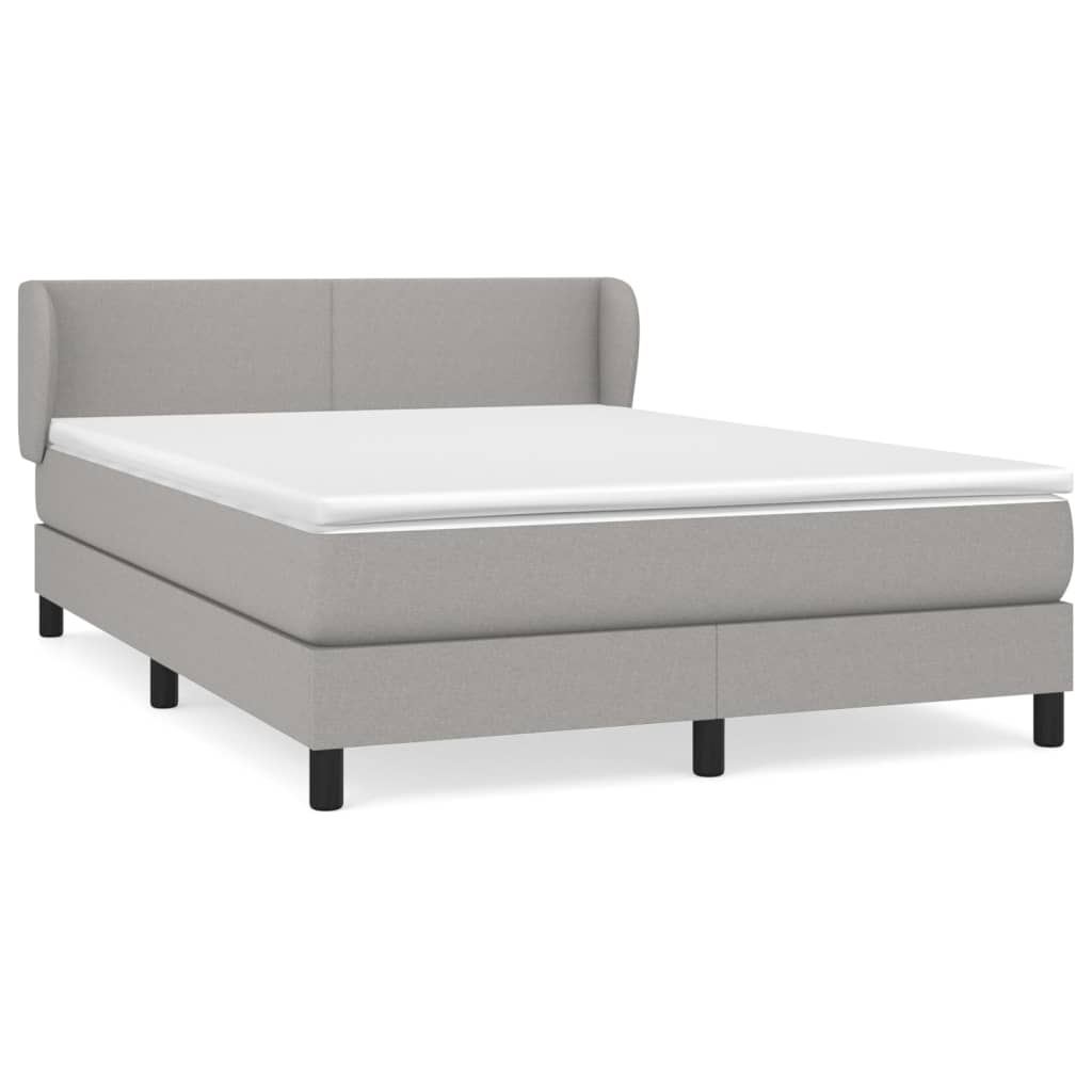 Κρεβάτι Boxspring με Στρώμα Ανοιχτό Γκρι 140x200 εκ. Υφασμάτινο