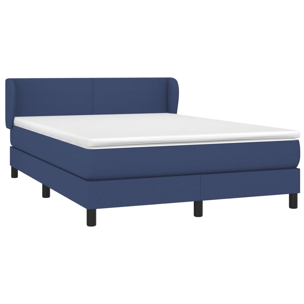 Κρεβάτι Boxspring με Στρώμα Μπλε 140x200 εκ. Υφασμάτινο