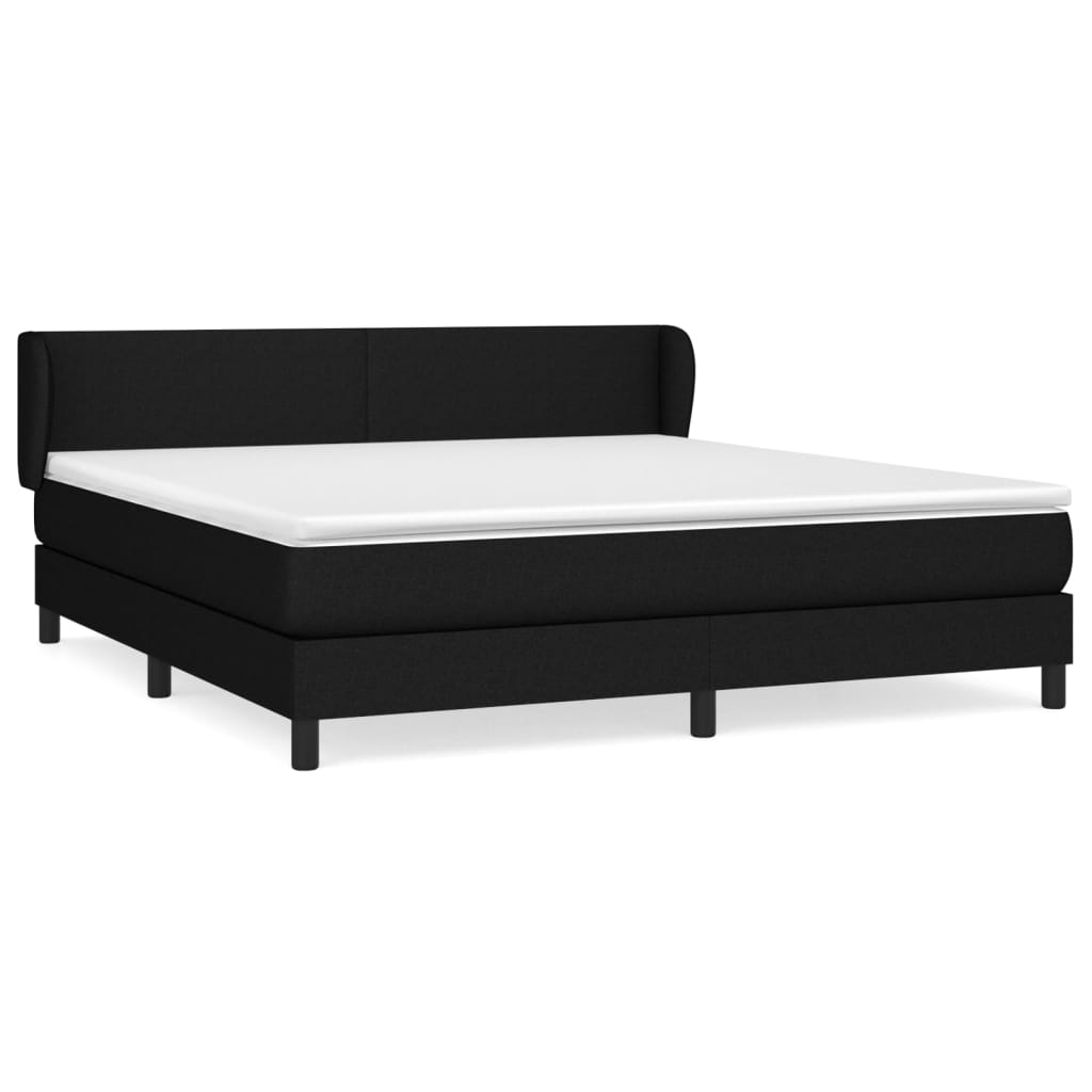 Κρεβάτι Boxspring με Στρώμα Μαύρο 180x200 εκ. Υφασμάτινο