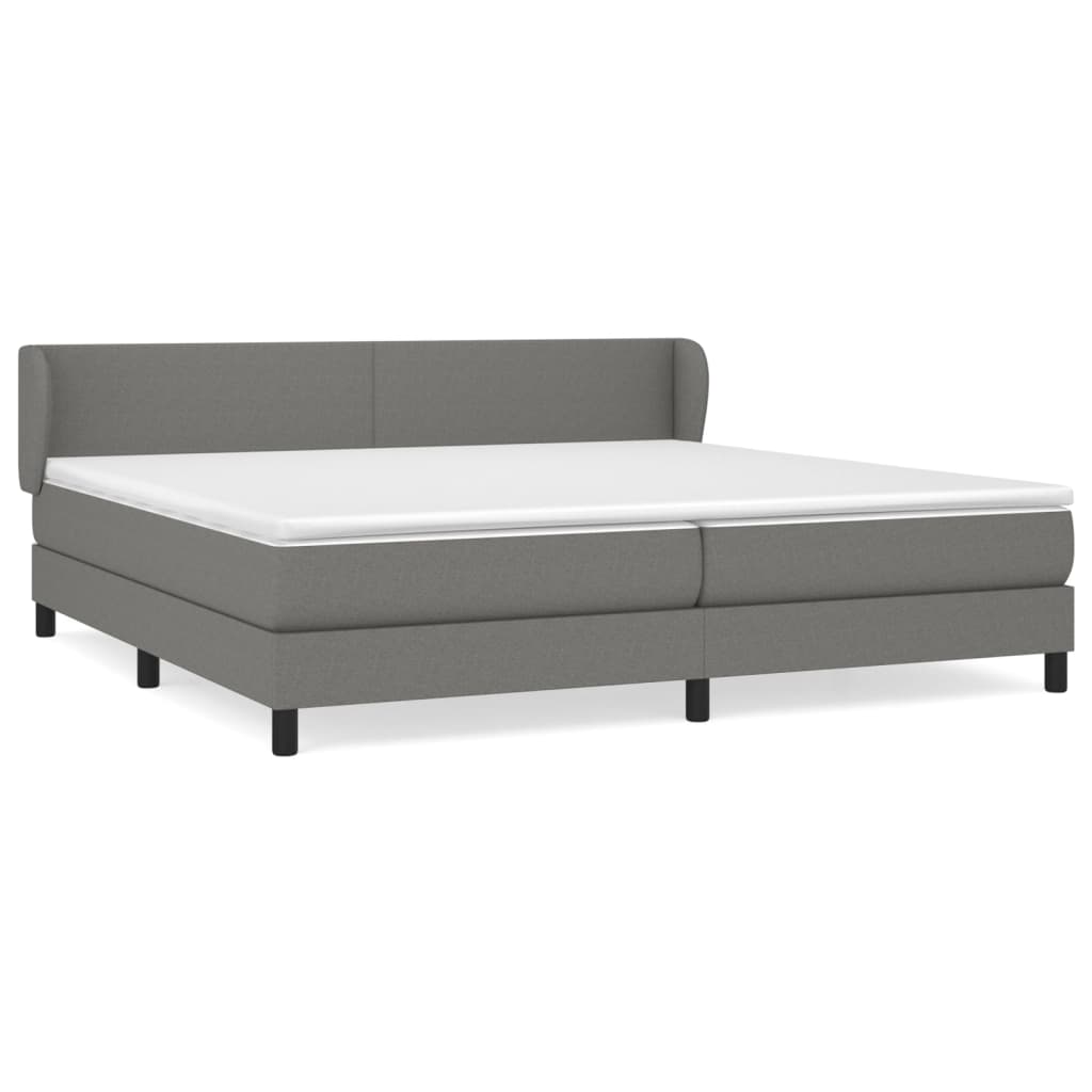 Κρεβάτι Boxspring με Στρώμα Σκούρο Γκρι 200x200 εκ. Υφασμάτινο - Pakobazaar