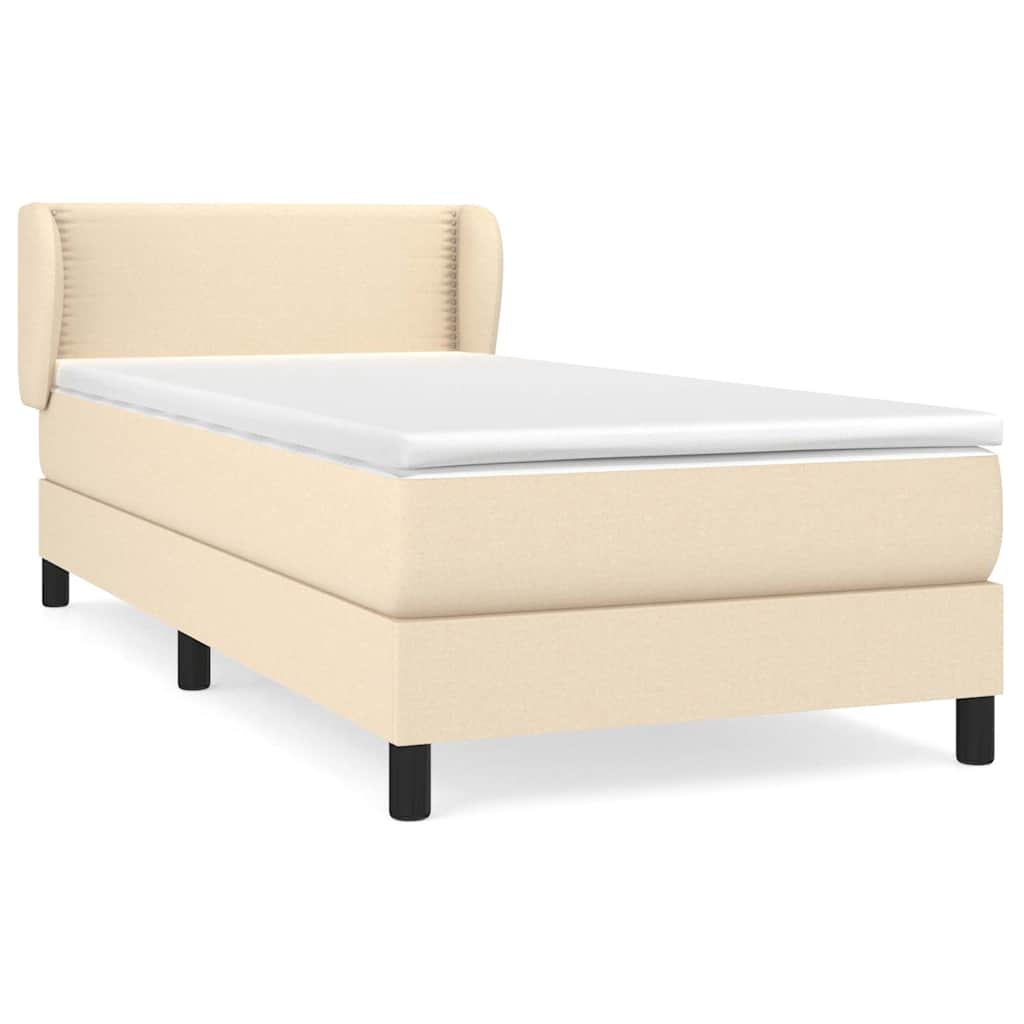 Κρεβάτι Boxspring με Στρώμα Κρεμ 90x190 εκ.Υφασμάτινο
