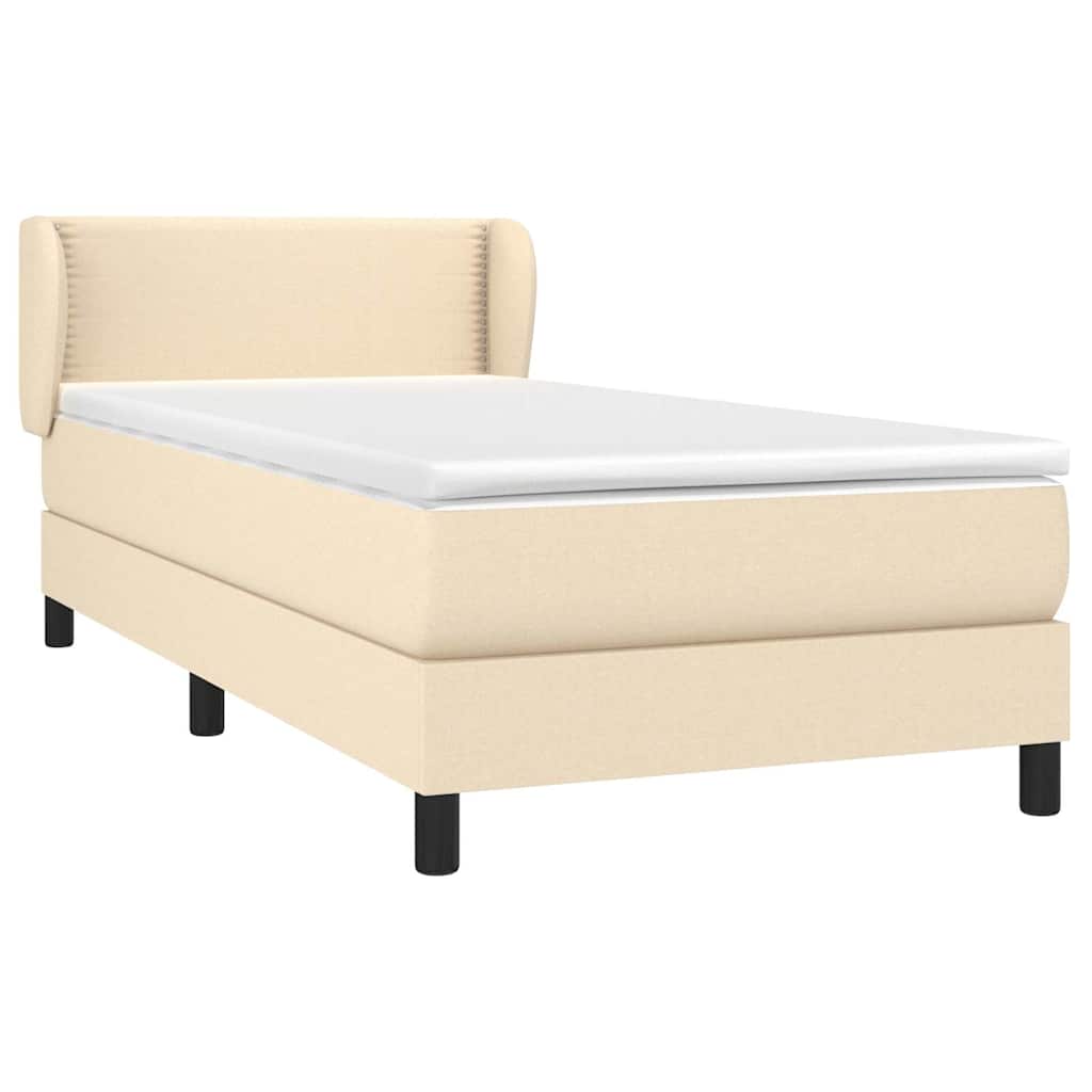 Κρεβάτι Boxspring με Στρώμα Κρεμ 90x190 εκ.Υφασμάτινο