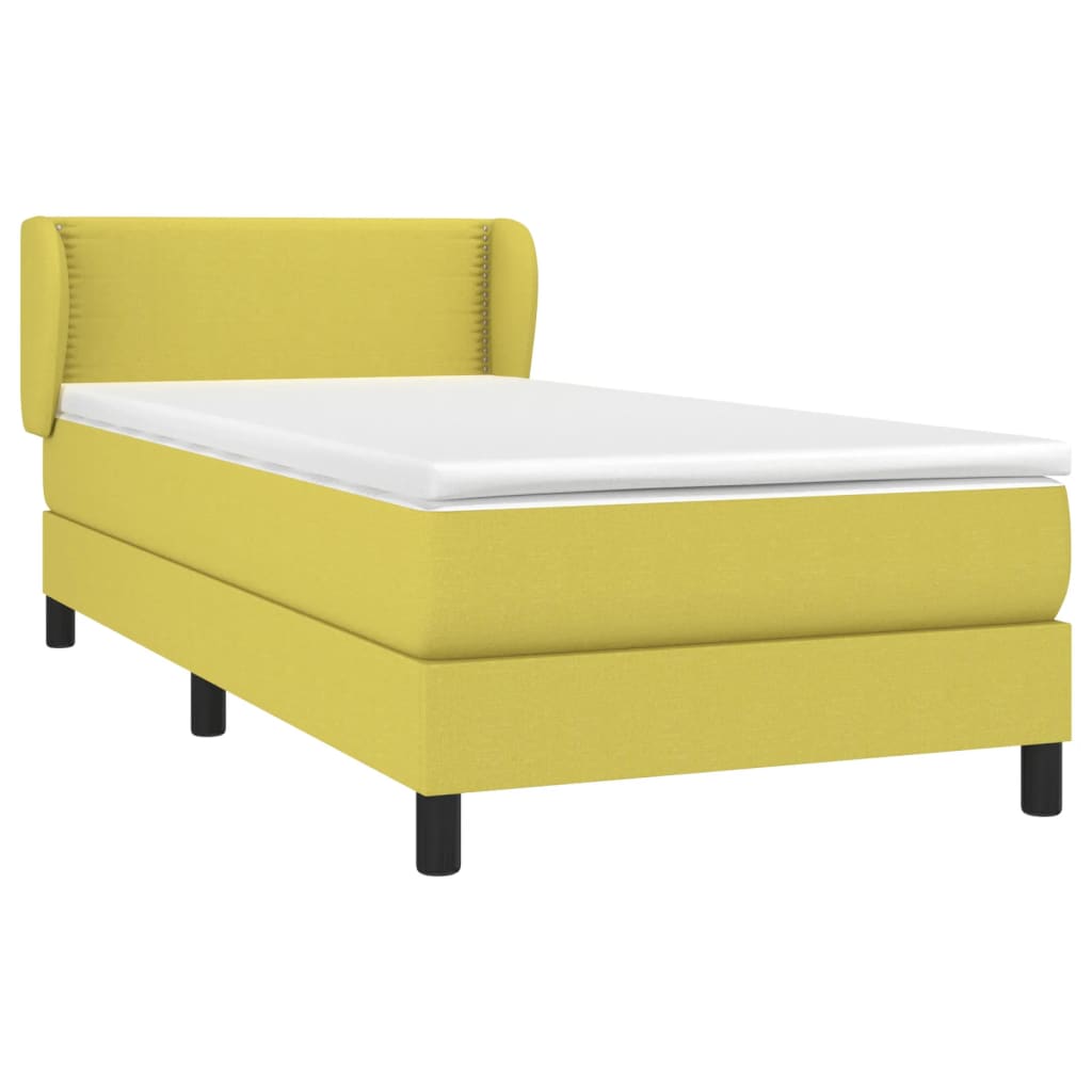 Κρεβάτι Boxspring με Στρώμα Πράσινο 90x190 εκ.Υφασμάτινο