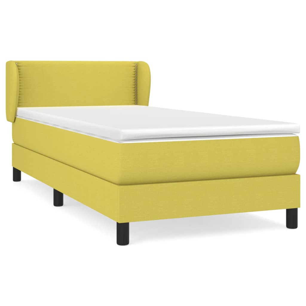 Κρεβάτι Boxspring με Στρώμα Πράσινο 90x200 εκ. Υφασμάτινο