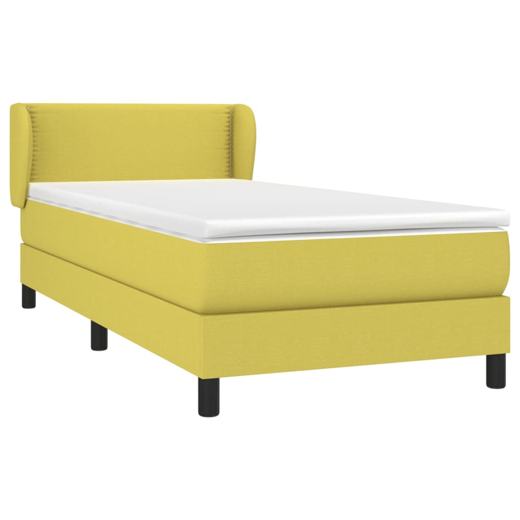 Κρεβάτι Boxspring με Στρώμα Πράσινο 90x200 εκ. Υφασμάτινο