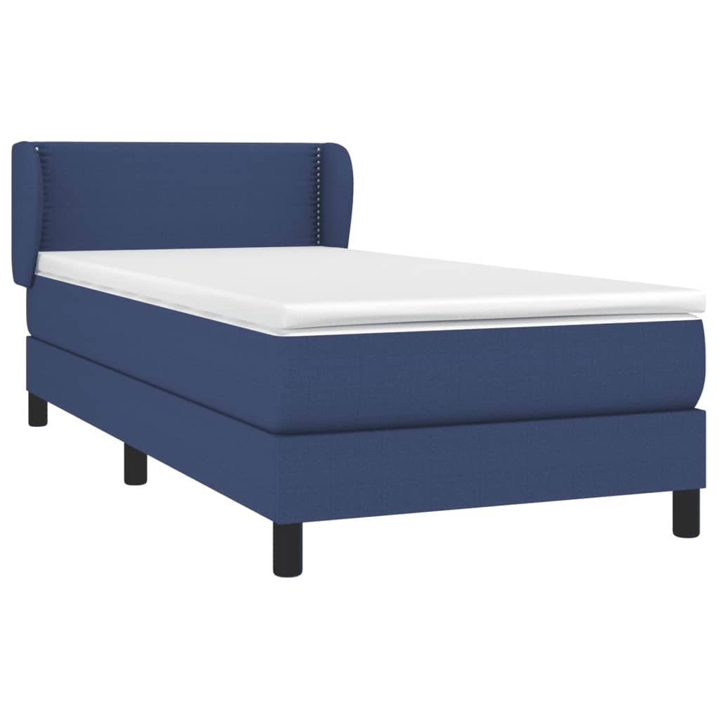 Κρεβάτι Boxspring με Στρώμα Μπλε 100 x 200 εκ. Υφασμάτινο