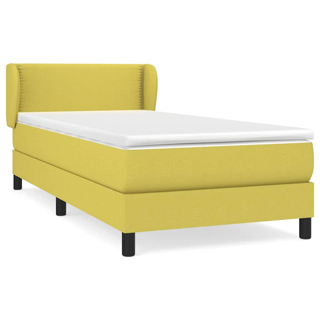 Κρεβάτι Boxspring με Στρώμα Πράσινο 100 x 200 εκ. Υφασμάτινο
