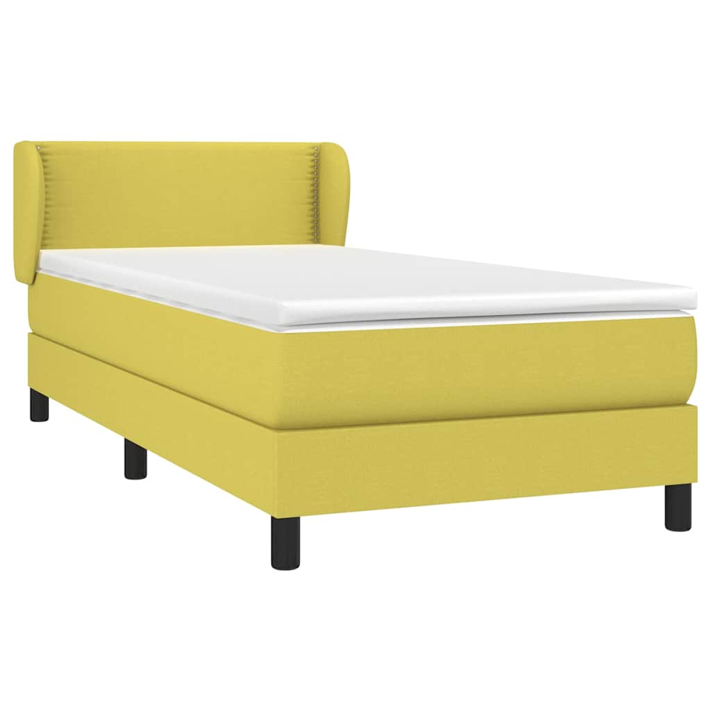 Κρεβάτι Boxspring με Στρώμα Πράσινο 100 x 200 εκ. Υφασμάτινο