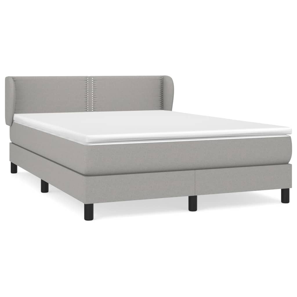 Κρεβάτι Boxspring με Στρώμα Ανοιχτό Γκρι 140x190 εκ. Υφασμάτινο - Pakobazaar