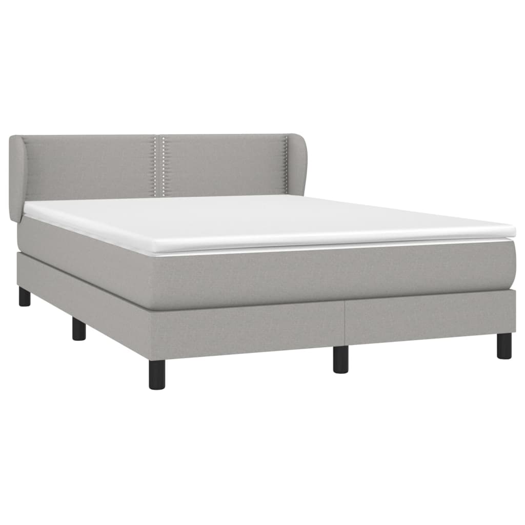 Κρεβάτι Boxspring με Στρώμα Ανοιχτό Γκρι 140x190 εκ. Υφασμάτινο - Pakobazaar