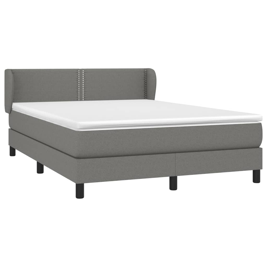Κρεβάτι Boxspring με Στρώμα Σκούρο Γκρι 140x190 εκ. Υφασμάτινο
