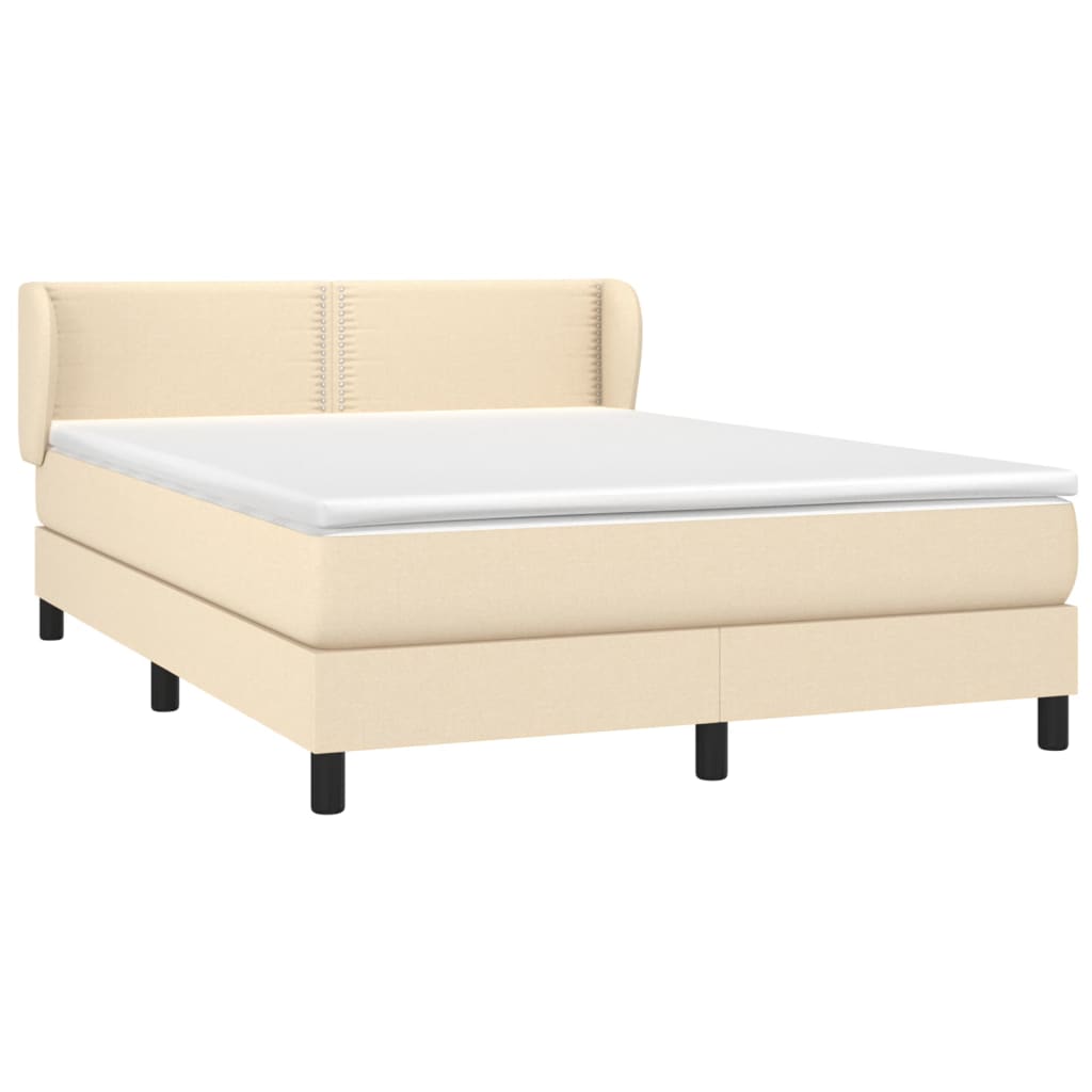 Κρεβάτι Boxspring με Στρώμα Κρεμ 140x190 εκ. Υφασμάτινο - Pakobazaar