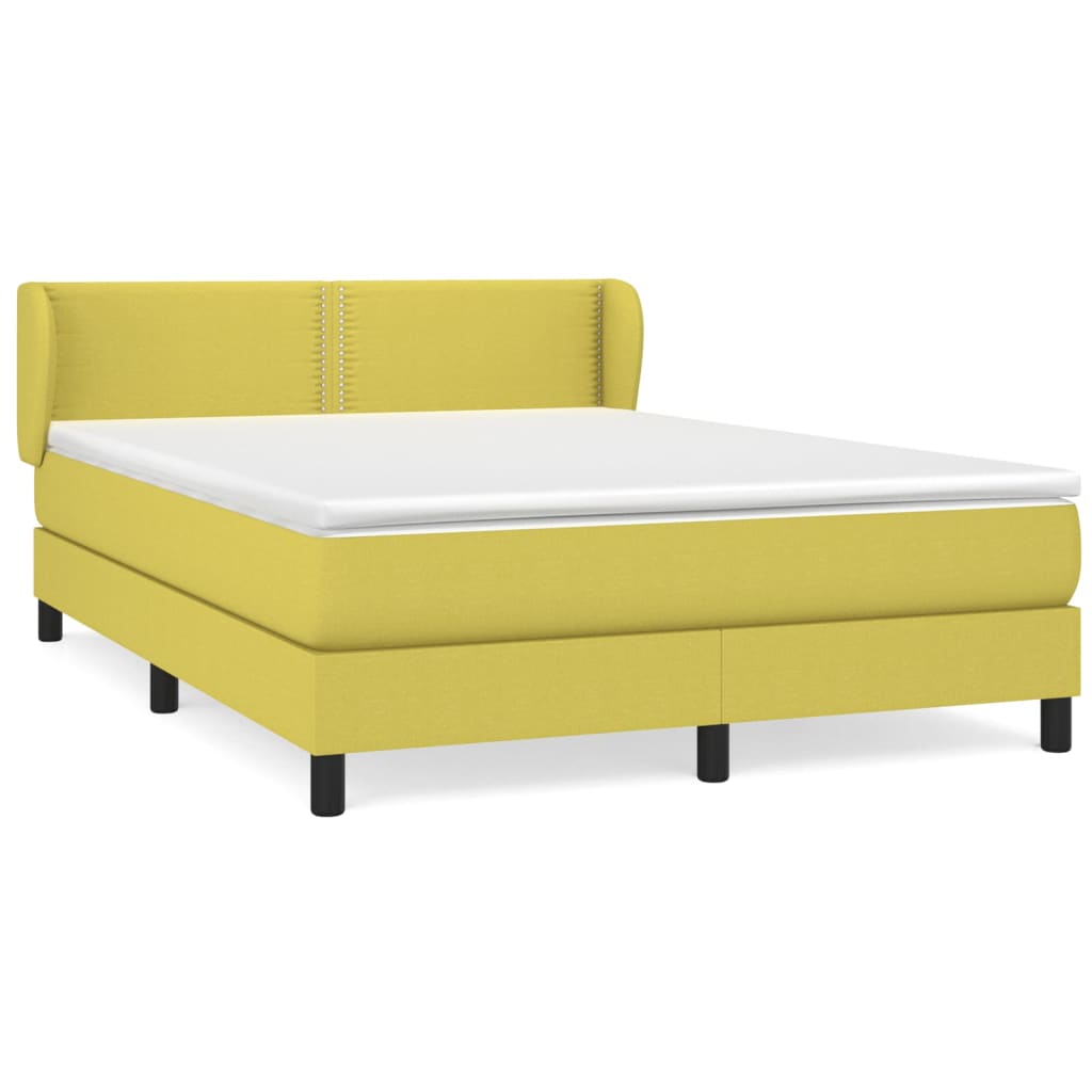 Κρεβάτι Boxspring με Στρώμα Πράσινο 140x190 εκ. Υφασμάτινο