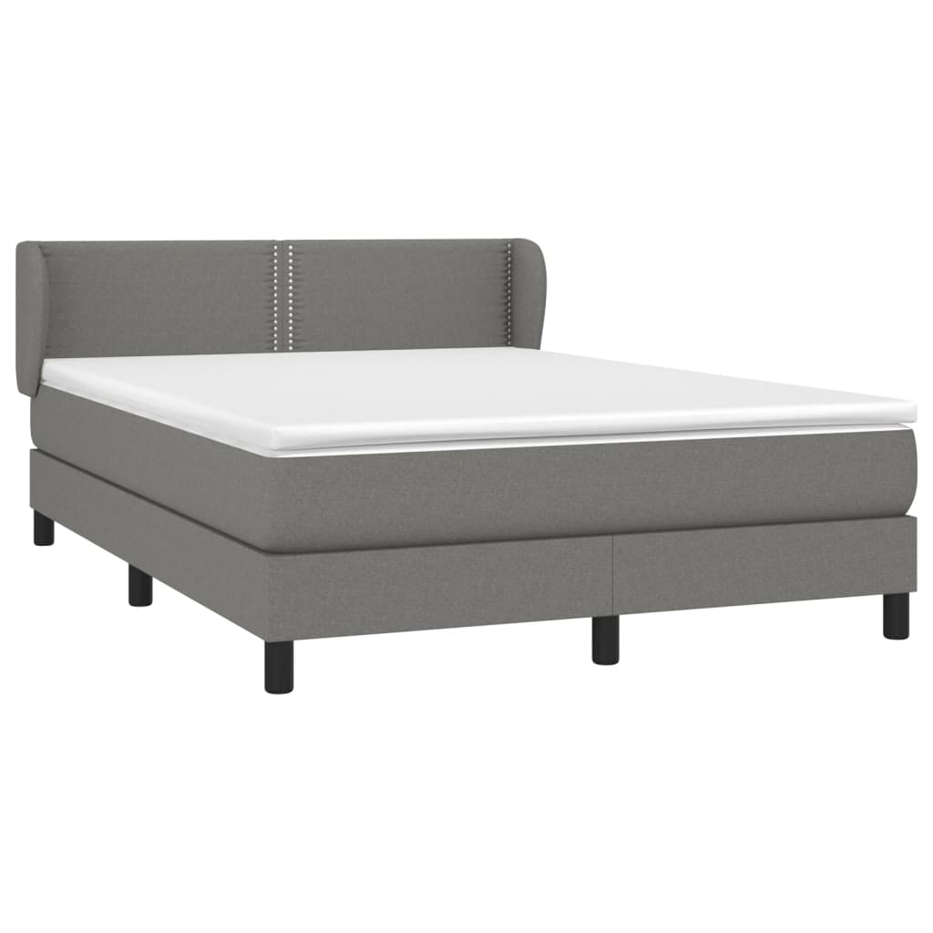 Κρεβάτι Boxspring με Στρώμα Σκούρο Γκρι 140x200 εκ Υφασμάτινο