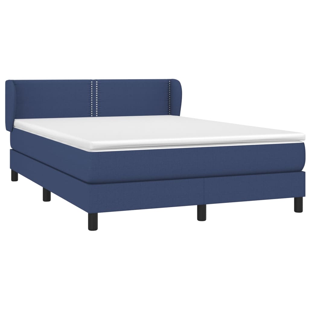 Κρεβάτι Boxspring με Στρώμα Μπλε 140x200 εκ. Υφασμάτινο