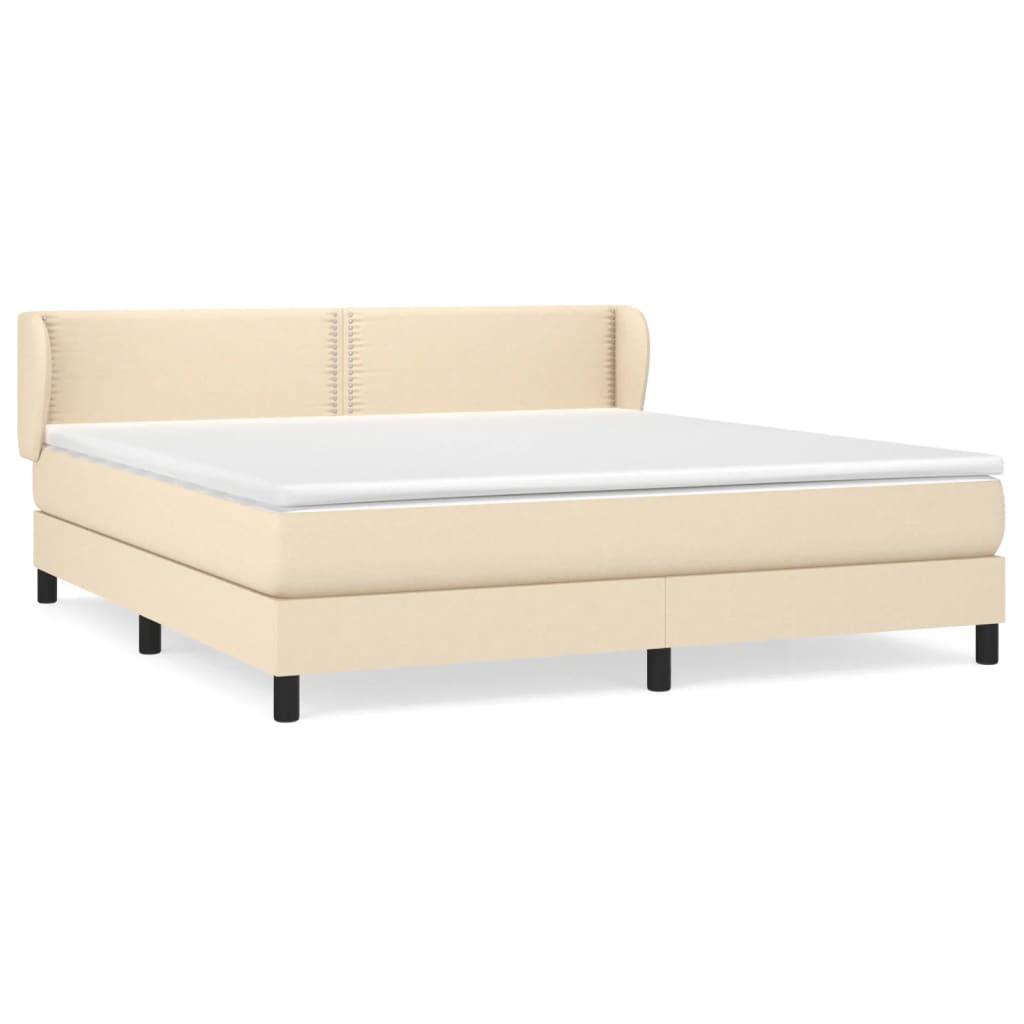 Κρεβάτι Boxspring με Στρώμα Κρεμ 180x200 εκ. Υφασμάτινο
