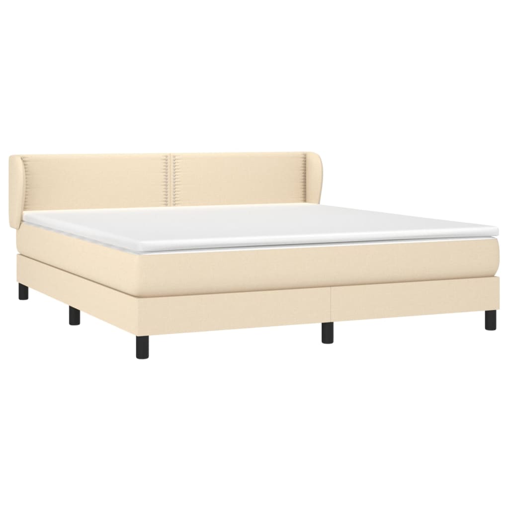 Κρεβάτι Boxspring με Στρώμα Κρεμ 180x200 εκ. Υφασμάτινο