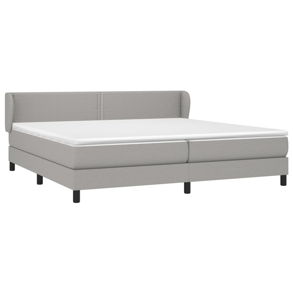 Κρεβάτι Boxspring με Στρώμα Ανοιχτό Γκρι 200x200 εκ. Υφασμάτινο - Pakobazaar