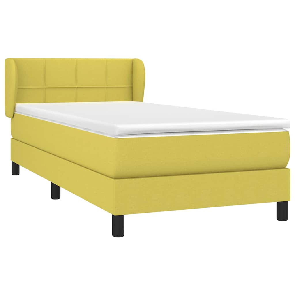 Κρεβάτι Boxspring με Στρώμα Πράσινο 90x190 εκ.Υφασμάτινο