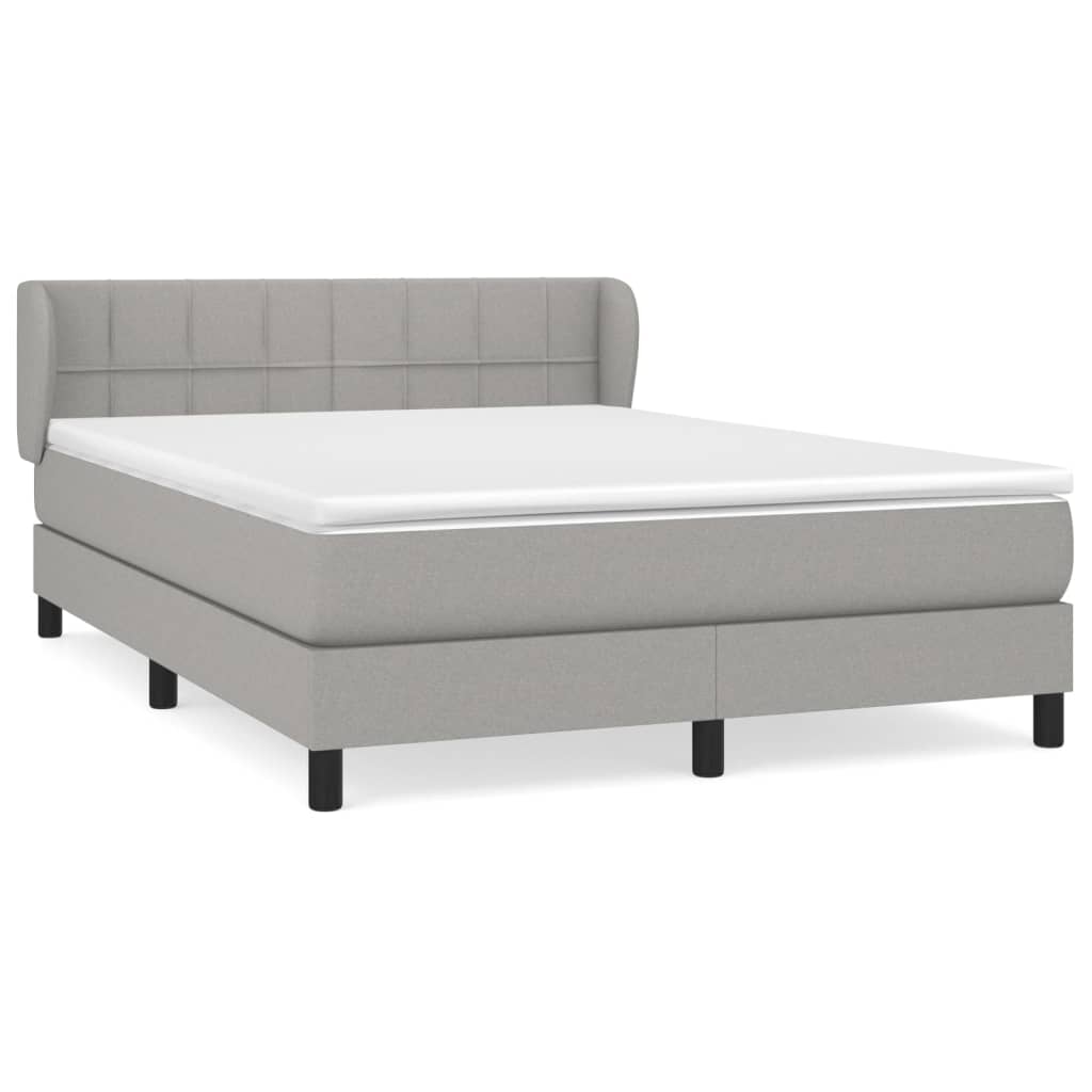 Κρεβάτι Boxspring με Στρώμα Ανοιχτό Γκρι 140x190 εκ. Υφασμάτινο