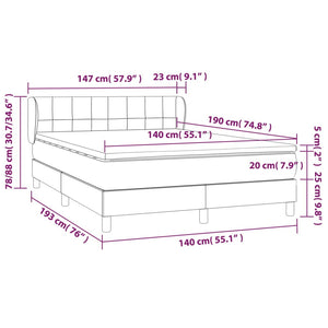 Κρεβάτι Boxspring με Στρώμα Μαύρο 140x190 εκ. Υφασμάτινο