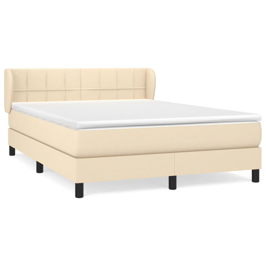 Κρεβάτι Boxspring με Στρώμα Κρεμ 140x190 εκ. Υφασμάτινο - Pakobazaar