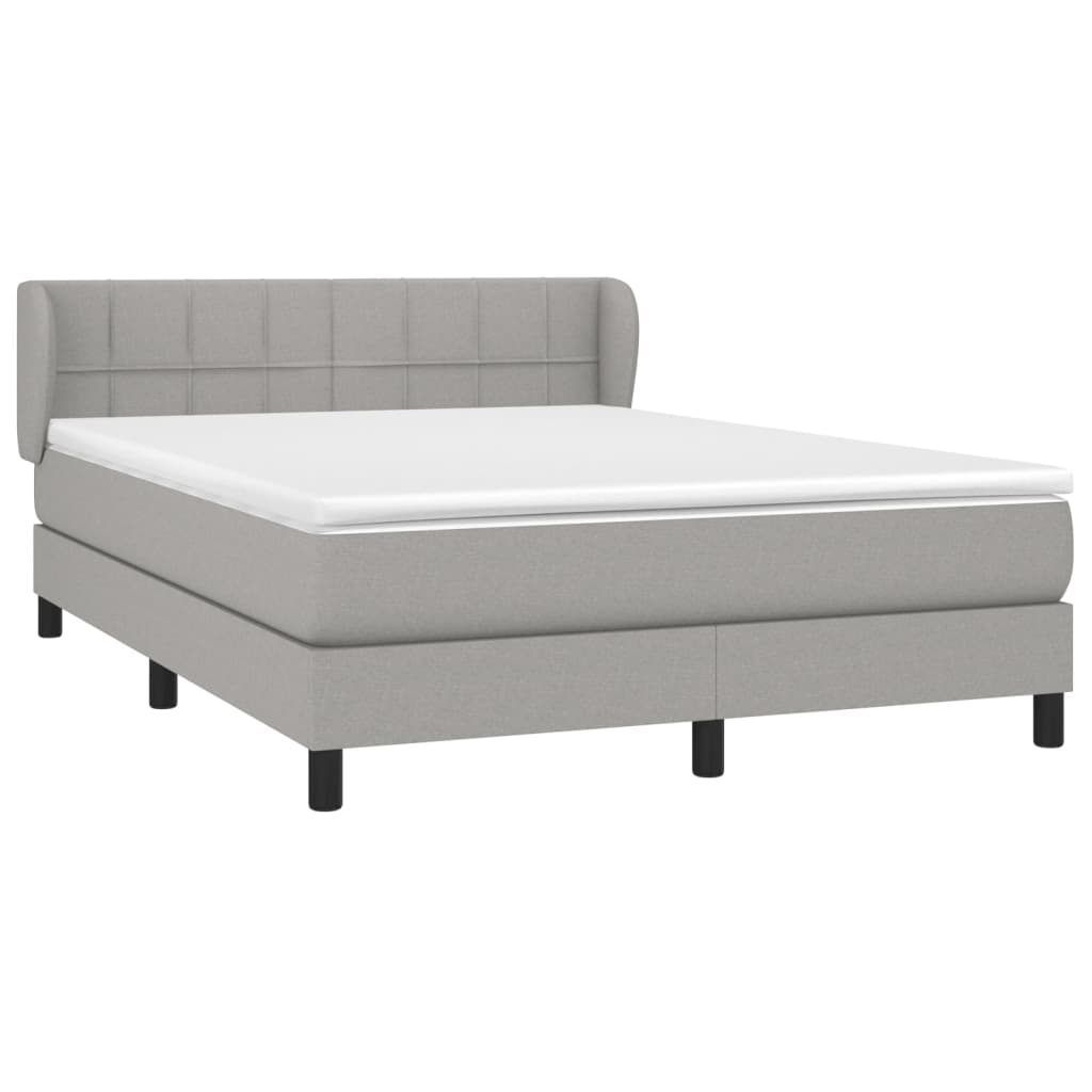 Κρεβάτι Boxspring με Στρώμα Ανοιχτό Γκρι 140x200 εκ. Υφασμάτινο