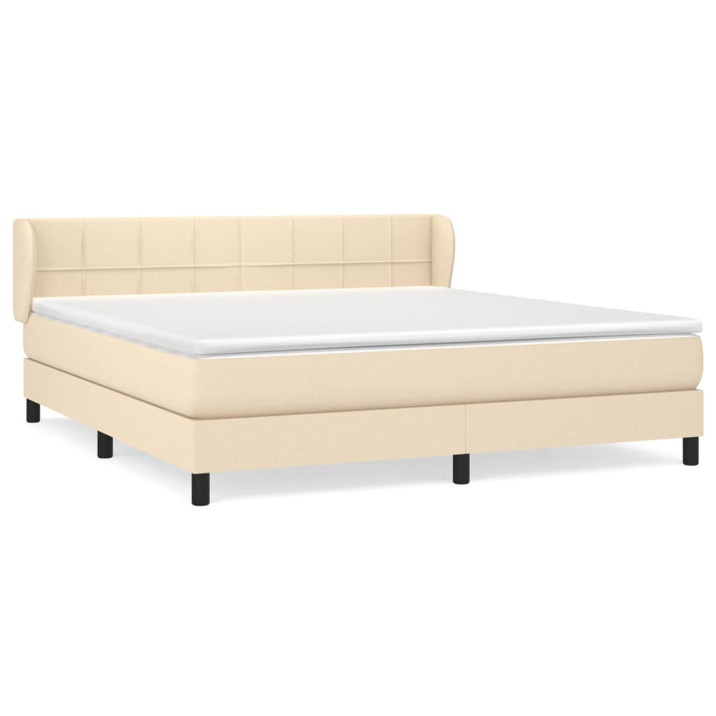 Κρεβάτι Boxspring με Στρώμα Κρεμ 160x200 εκ. Υφασμάτινο
